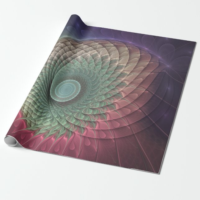 Abstract Snail Colourful Modern Fractal Art Wrapping Paper (Unrolled)