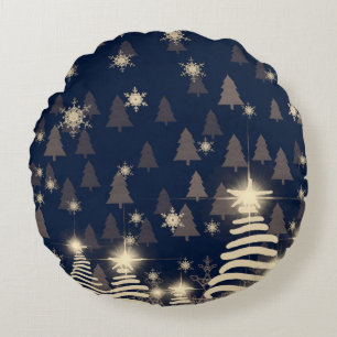 Abstract snowflakes. 2d illustration. Holy Christm Round Pillow