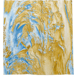 Abstract Soft Blue: Golden Touches.