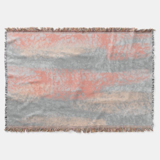 Abstract Soft Hues Coral Peach Gray Throw Blanket (Front)