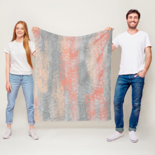 Abstract Soft Hues Coral Peach Grey Fleece Blanket