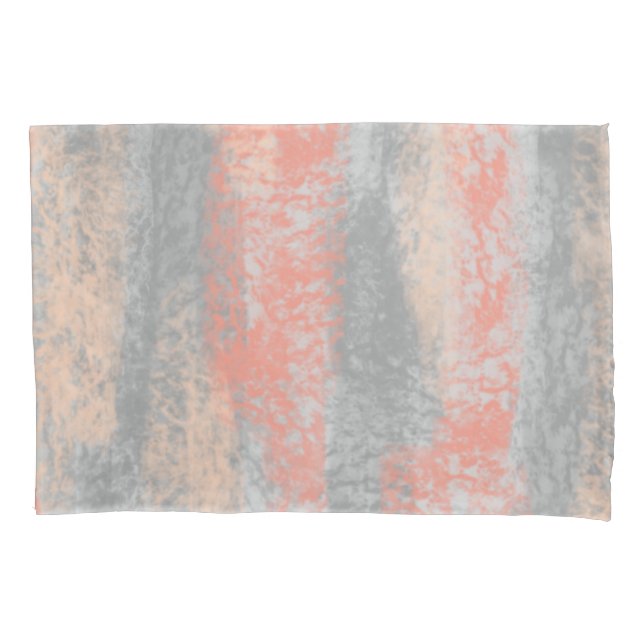Abstract Soft Hues Coral Peach Grey Pillowcase (Front-Left)