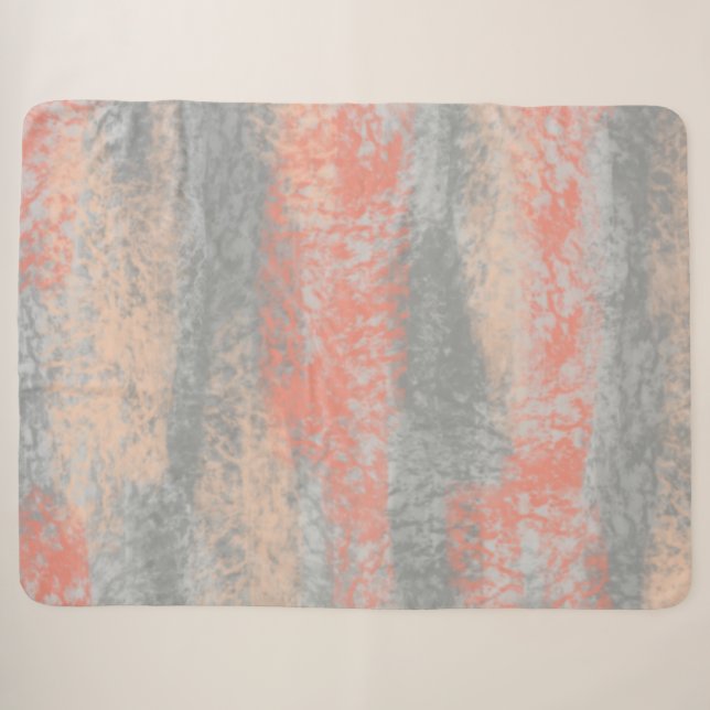 Abstract Soft Hues Coral Peach Grey Sherpa Blanket (Front (Horizontal))