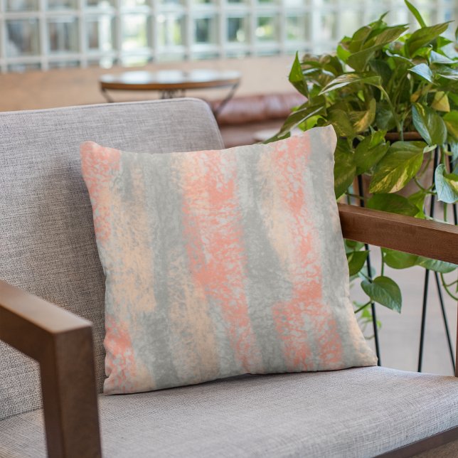 Abstract Soft Hues Coral Peach Grey Throw Pillow (Creator Uploaded)