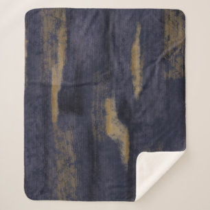 Abstract Soft Hues Deep Blue & Gold Sherpa Blanket