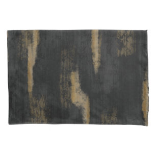 Abstract Soft Hues Deep Charcoal & Gold Pillowcase