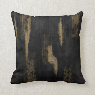 Abstract Soft Hues Deep Charcoal & Gold Throw Pillow