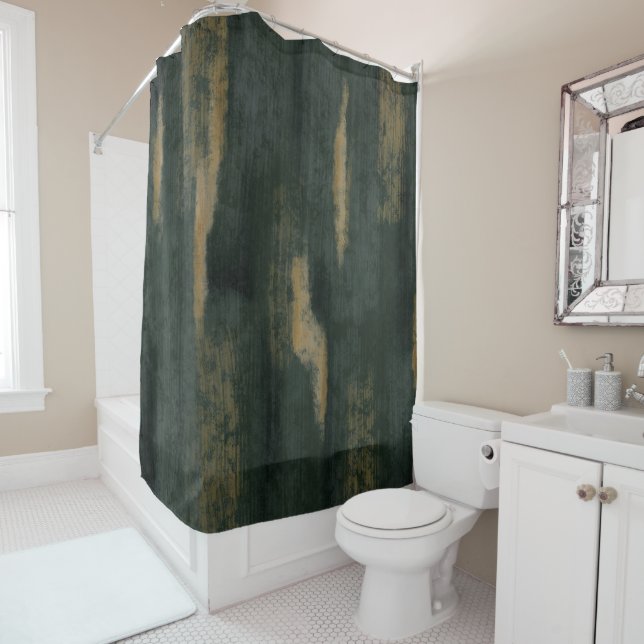 Abstract Soft Hues Deep Green & Gold (In Situ)