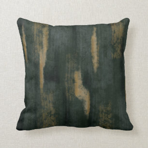 Abstract Soft Hues Deep Green & Gold Throw Pillow