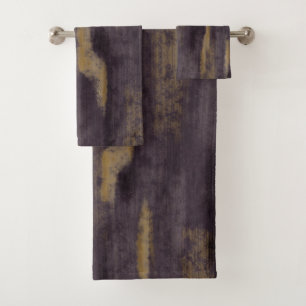 Abstract Soft Hues Deep Plum & Gold Bath Towel Set