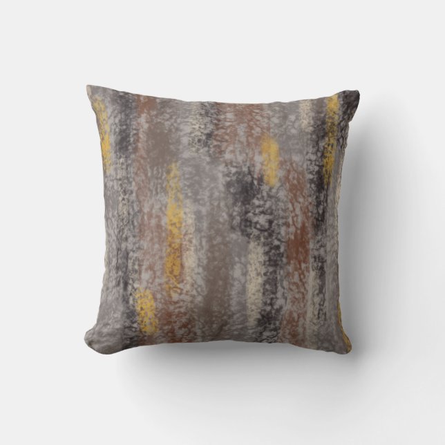 Abstract Soft Hues Grey Beige Cocoa Ochre Throw Pillow (Front)