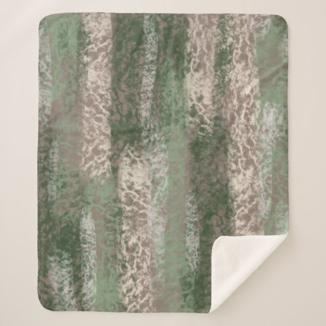 Abstract Soft Hues Grey Beige Green Sherpa Blanket (Front)
