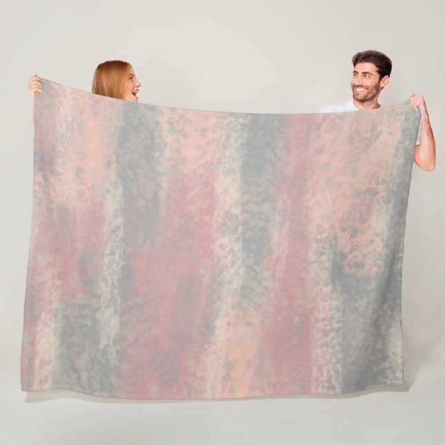 Abstract Soft Hues Grey Beige Pink Fleece Blanket (In Situ)