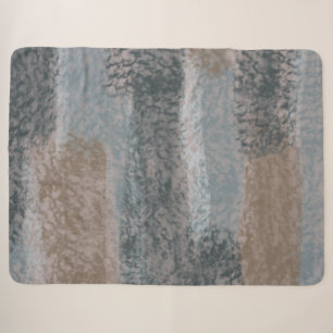 Abstract Soft Hues Grey Beige Steel Blue & Brown Sherpa Blanket