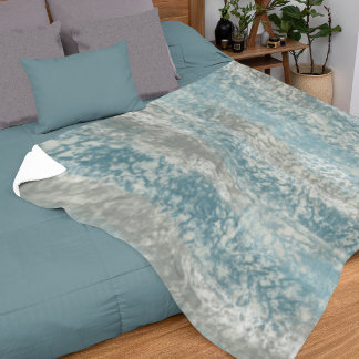 Abstract Soft Hues Grey Teal Sherpa Blanket
