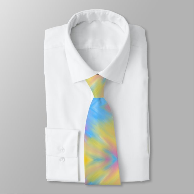 Abstract soft pastel blending holographic ink tie (Tied)