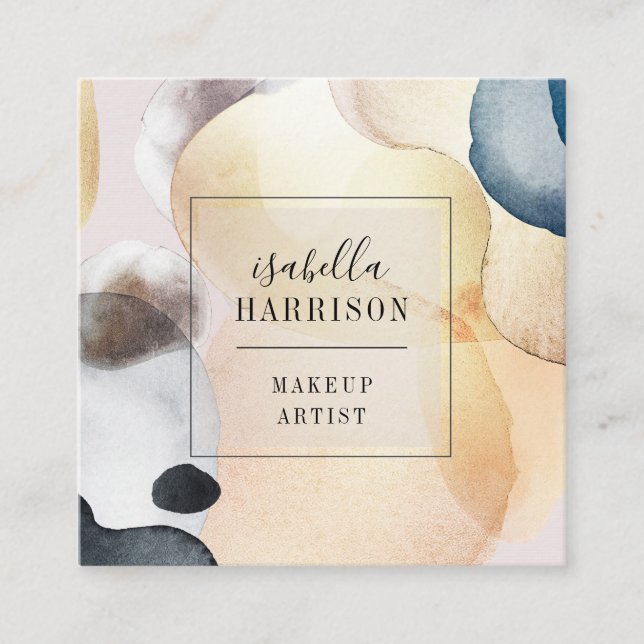Abstract Soft Pastel Shapes Makeup Artist  Square Business Card (Front)