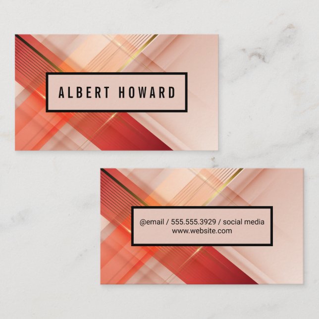Abstract Soft Pink and Gold Lines Business Card (Front/Back)