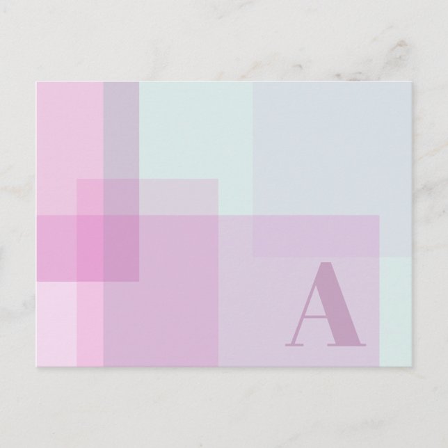 Abstract Soft Purple Pink Mauve Colours Monogram Postcard (Front)