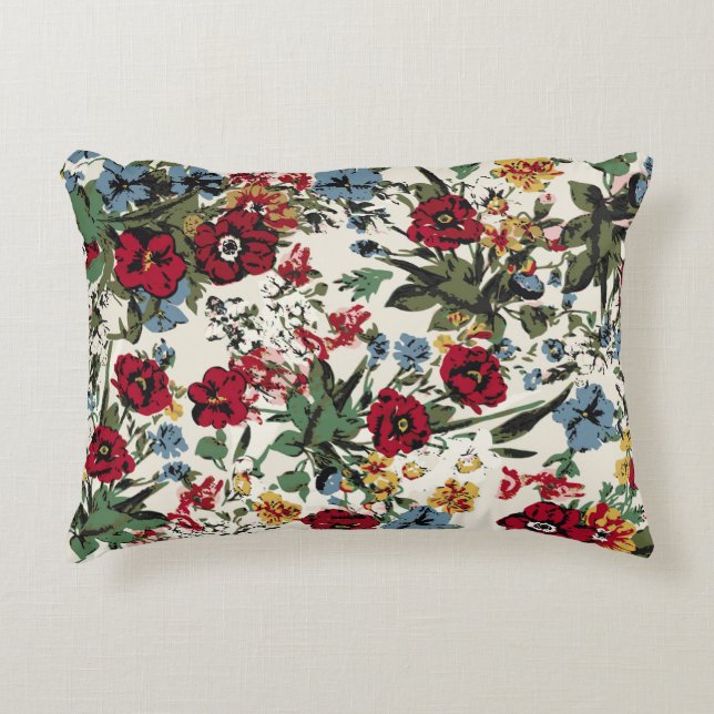 Abstract solid flowers arrangement, all over desig accent pillow (Front)