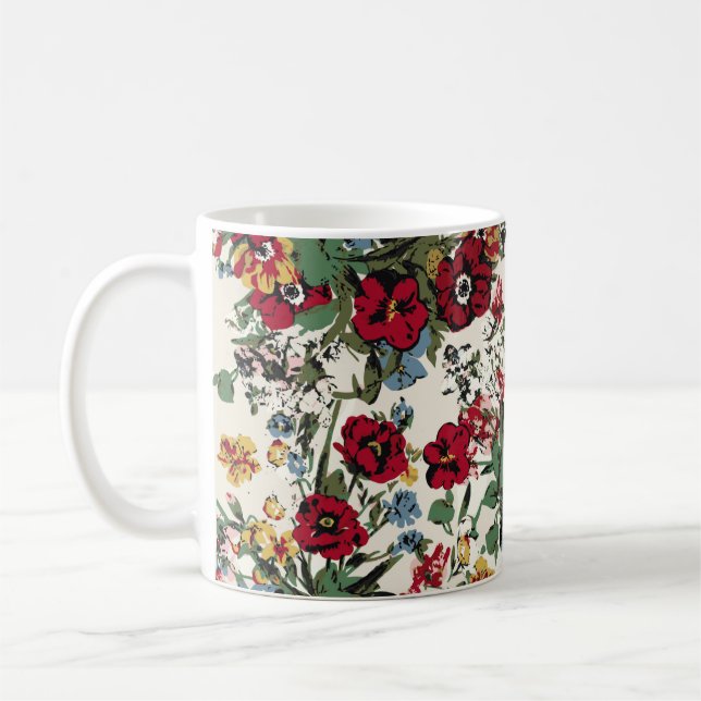 Abstract solid flowers arrangement, all over desig coffee mug (Left)