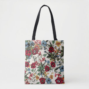 Abstract solid flowers arrangement, all over desig tote bag