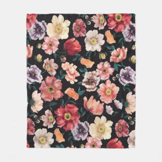 abstract solid flowers full arrangement, all over  fleece blanket