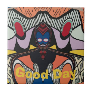 Abstract  Space Alien Tile, edit text Tile