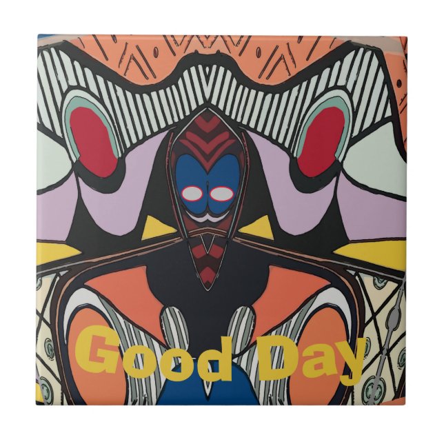 Abstract  Space Alien Tile, edit text Tile (Front)