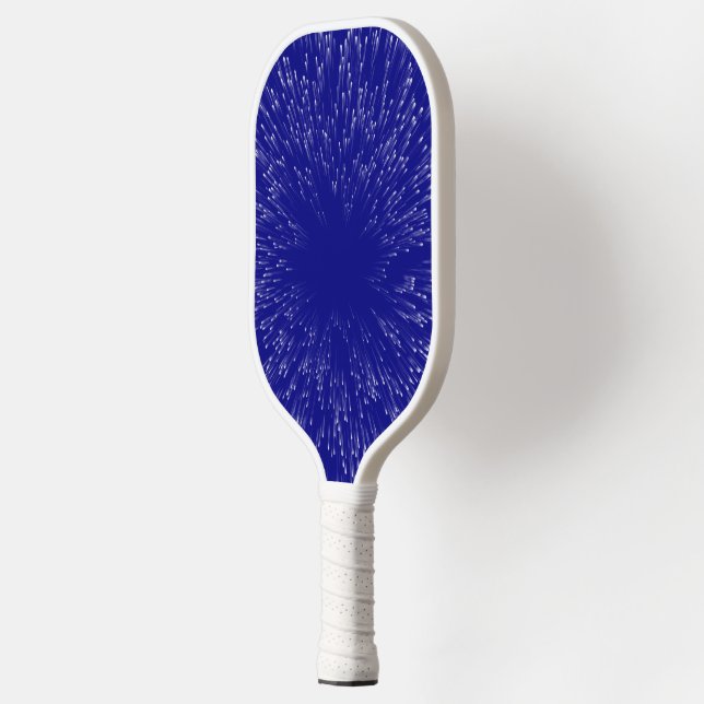Abstract space blue and white blast pickleball paddle (Left)