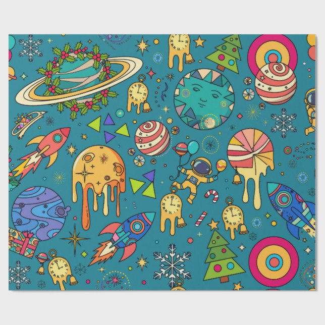 Abstract Space Exploration Wrapping Paper (Flat)