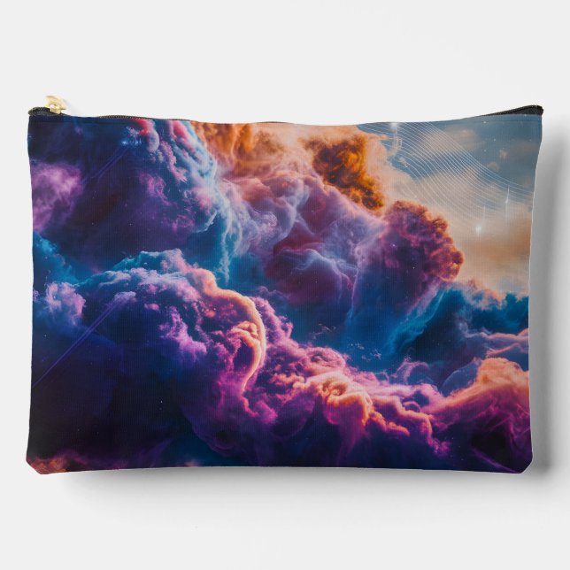 Abstract Space Nebula Art - Colorful Cosmic Accessory Pouch (Front)