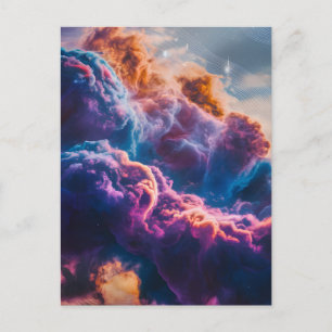 Abstract Space Nebula Art - Colorful Cosmic Holiday Postcard