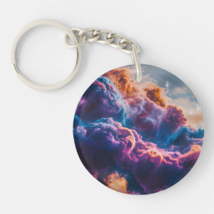 Abstract Space Nebula Art - Colorful Cosmic Keychain