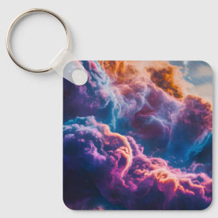 Abstract Space Nebula Art - Colorful Cosmic Keychain