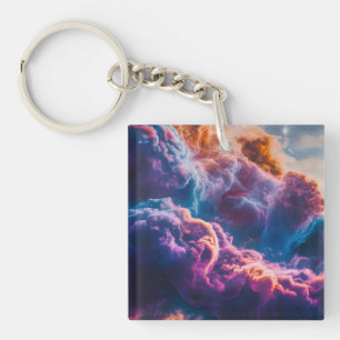 Abstract Space Nebula Art - Colorful Cosmic Keychain