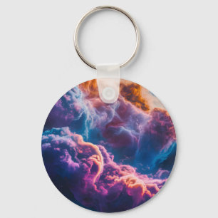 Abstract Space Nebula Art - Colorful Cosmic Keychain
