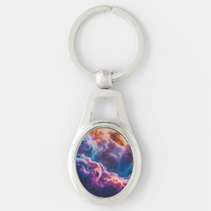 Abstract Space Nebula Art - Colorful Cosmic Keychain