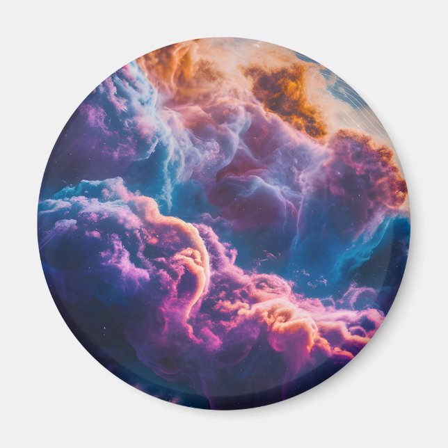 Abstract Space Nebula Art - Colorful Cosmic Magnet (Front)