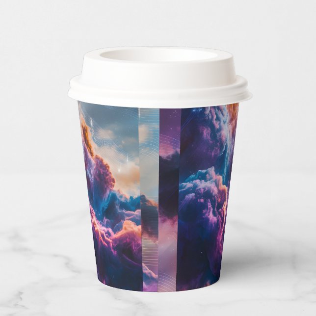 Abstract Space Nebula Art - Colorful Cosmic Paper Cups (Right)