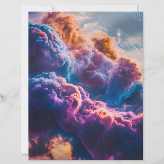 Abstract Space Nebula Art - Colorful Paper Sheet (Front)