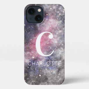 Abstract space personalized monogram name iPhone 13 case