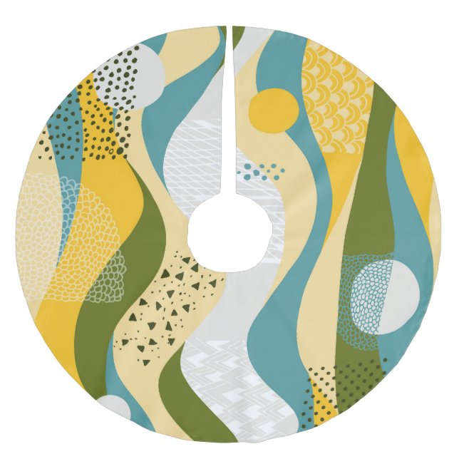 Abstract Space: Smooth Line Ornaments. Brushed Polyester Tree Skirt (Front)