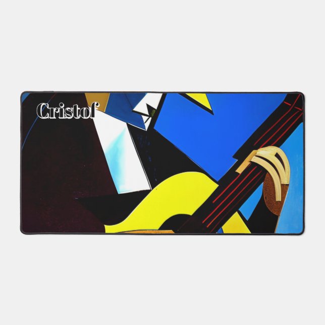Abstract Spanish Guitarist. Personalized Desk Mat (Front)
