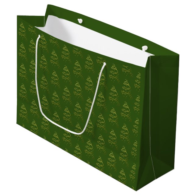 Abstract Sparkling Gold, Green Christmas Tree Large Gift Bag (Front Angled)