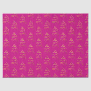 Abstract Sparkling Gold, Magenta Christmas Tree Tissue Paper