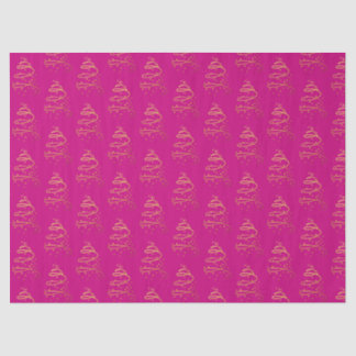 Abstract Sparkling Gold, Magenta Christmas Tree Tissue Paper