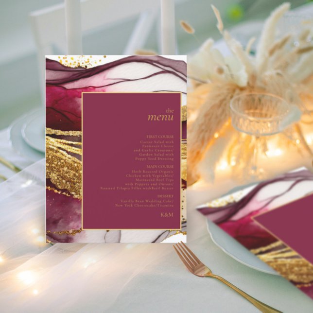 Abstract Sparkling Wedding Menu Wine Red ID1018 (Creator Uploaded)