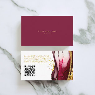 Abstract Sparkling Wedding Website Wine Red ID1018 Enclosure Card