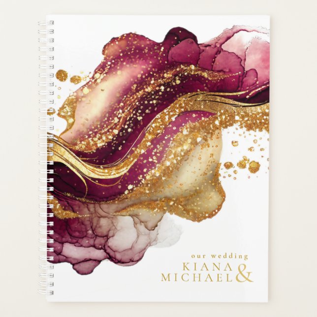 Abstract Sparkling Wedding Wine Red ID1018 Planner (Front)